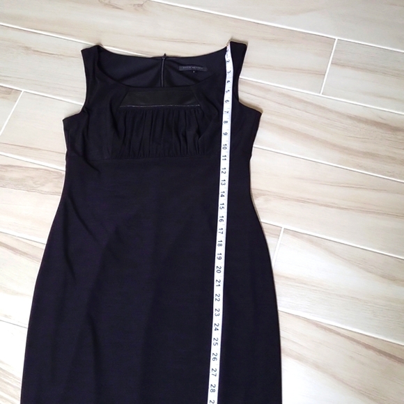 David Meister Black Empire fitted Dress w/ faux leather detail - Picture 16 of 16